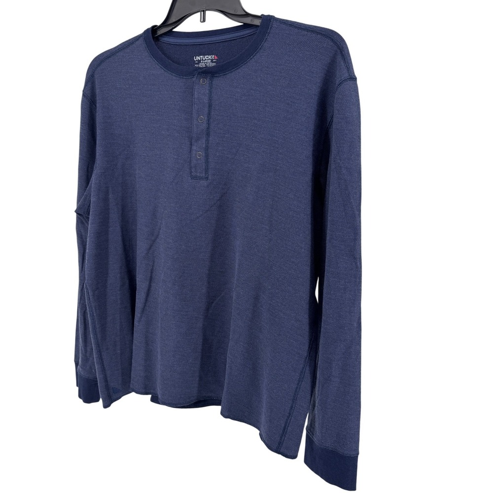 UNTUCKit Schrock Henley‎ Shirt XL Regular Fit Navy Blue Long Sleeve